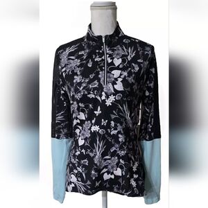 Women's Rohnisch Hannah Black Butterfly Full Zip Reflective Golf Mix Print Top M